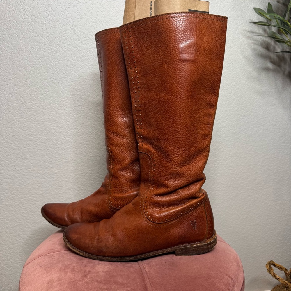 Frye Women's Tan‎ Leather Over the Knee Boots size 9B Vintage Western Boho
